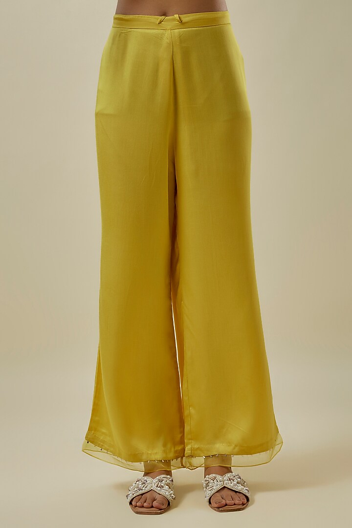 Mango-Colored Viscose Silk & Silk Organza Embroidered Tunic Set by One not two at Pernia's Pop Up Shop