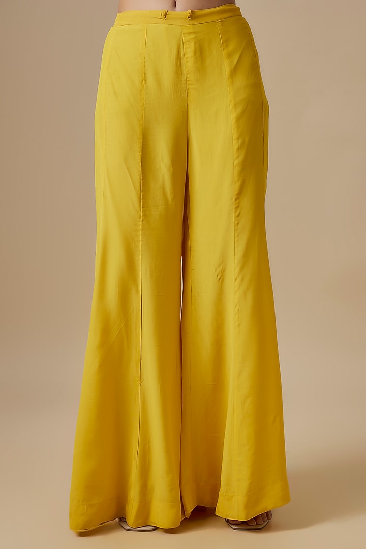 Mango-Colored Silk & Organza Thread Embroidered Kurta Set by One not two at Pernia's Pop Up Shop