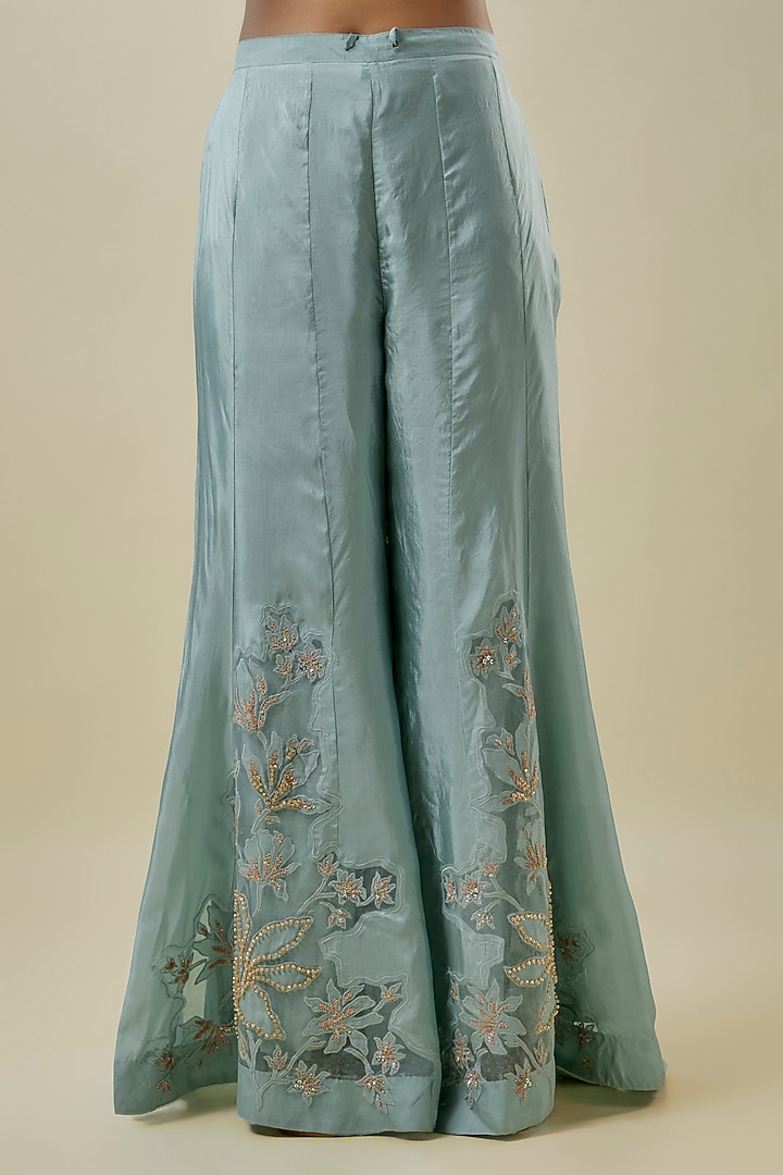 Powder Blue Viscose Silk & Silk Organza Wedding Sharara Set by One not two at Pernia's Pop Up Shop