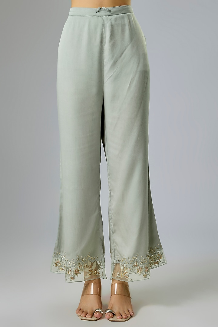 Powder Blue Silk Beads Embroidered Kurta Set by One not two at Pernia's Pop Up Shop