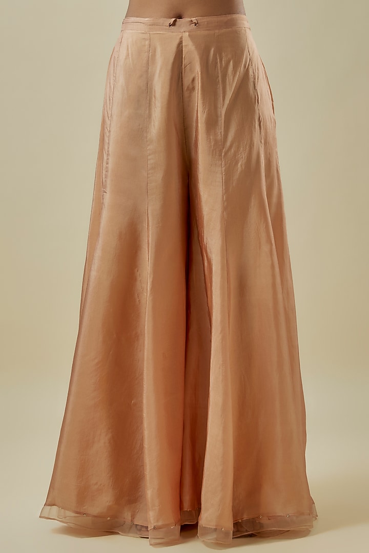 Golden Viscose Silk Hand Embroidered Kurta Set by One not two at Pernia's Pop Up Shop