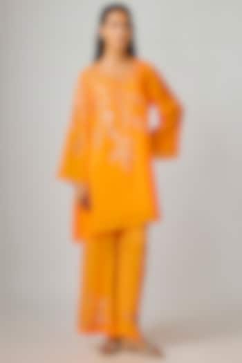 Tangerine Bemberg Silk Co-Ord Set by One not two at Pernia's Pop Up Shop