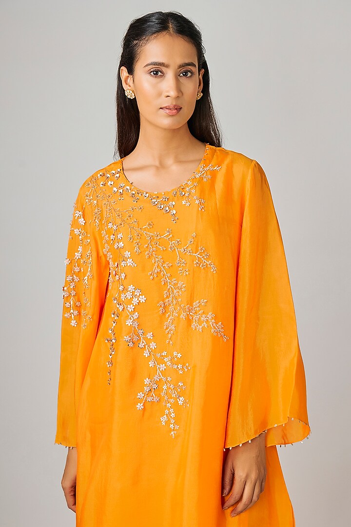 Tangerine Bemberg Silk Co-Ord Set by One not two at Pernia's Pop Up Shop