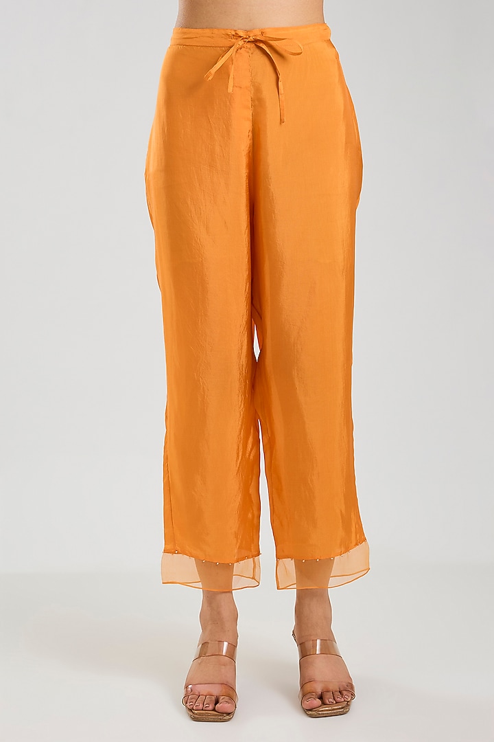 Tangerine Silk Kurta Set by One not two at Pernia's Pop Up Shop