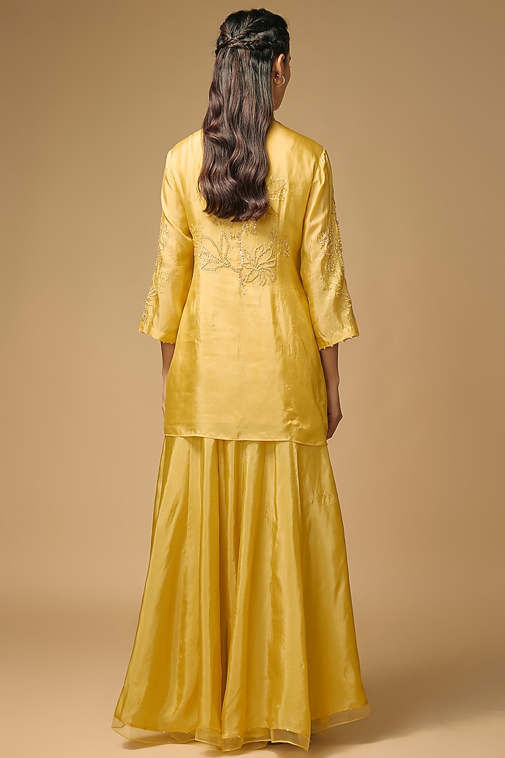 Daffodil-Colored Satin Wedding Sharara Set by One not two at Pernia's Pop Up Shop