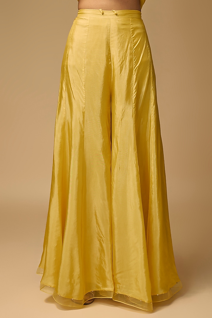 Daffodil-Colored Satin Wedding Sharara Set by One not two at Pernia's Pop Up Shop