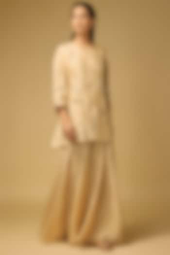 Shell-Colored Silk Wedding Sharara Set by One not two at Pernia's Pop Up Shop