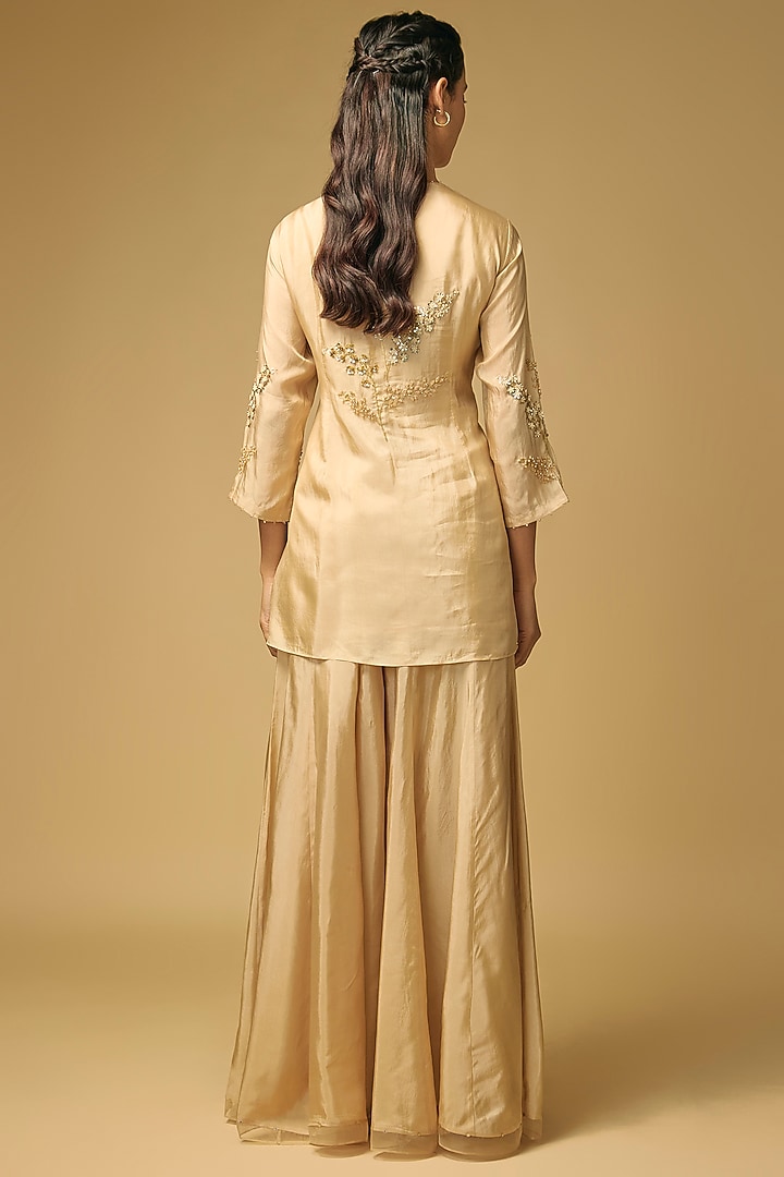 Shell-Colored Silk Wedding Sharara Set by One not two at Pernia's Pop Up Shop