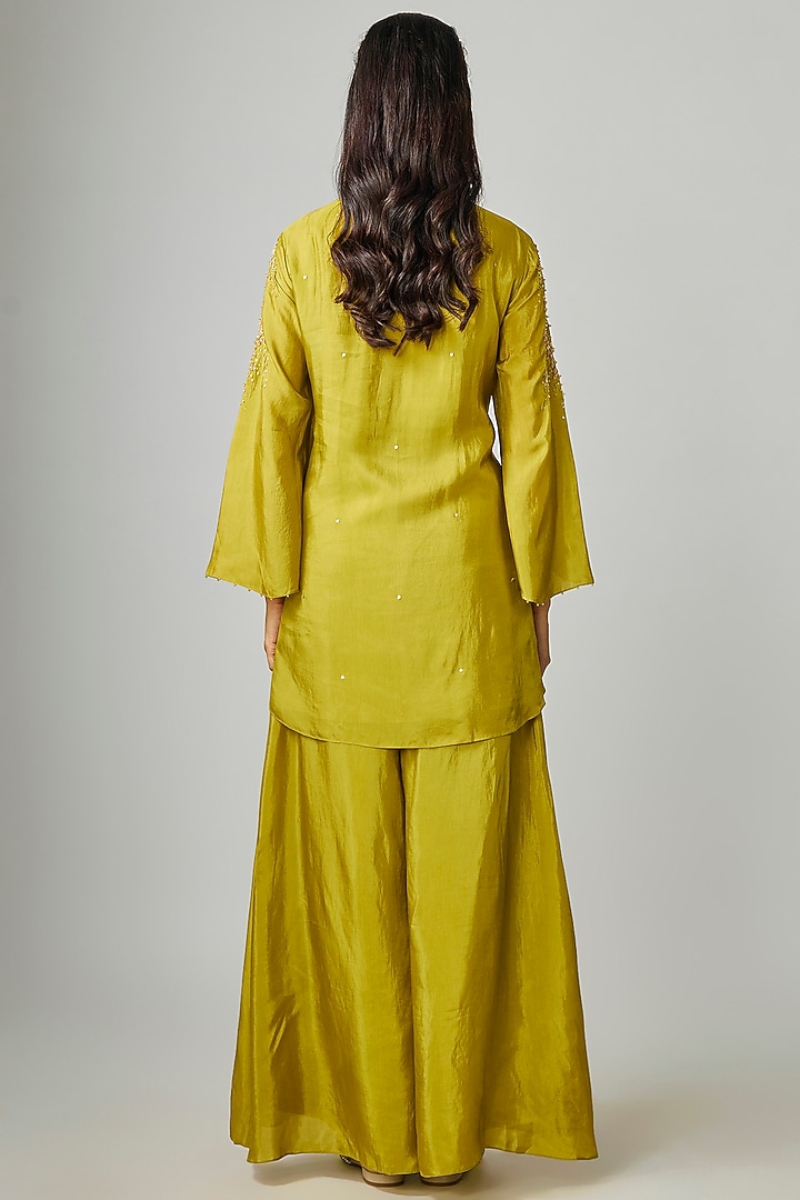 Henna-Colored Bemberg Silk Wedding Sharara Set by One not two at Pernia's Pop Up Shop