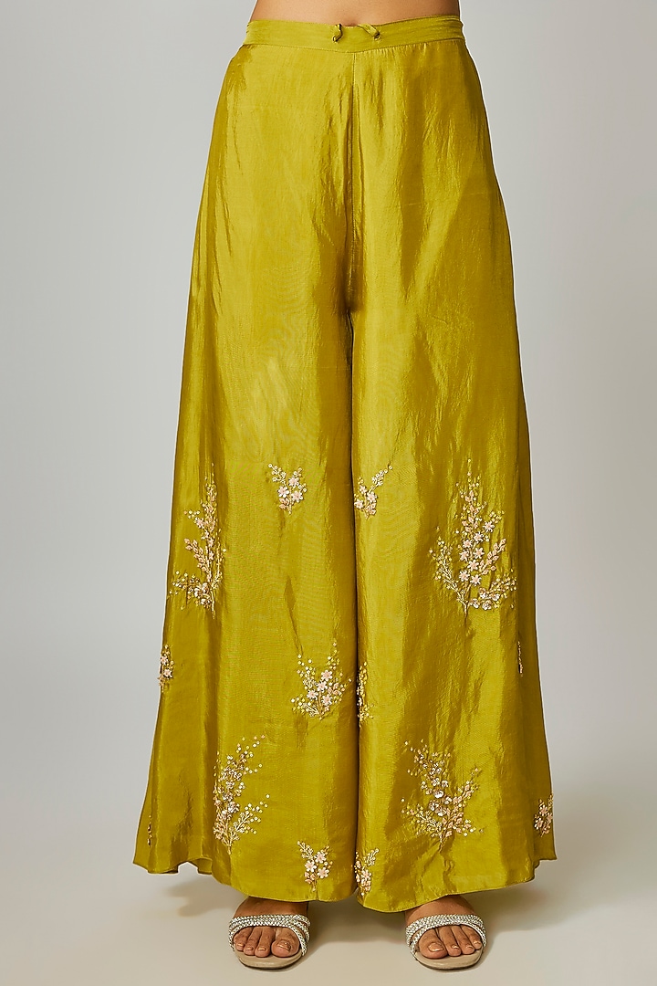Henna-Colored Bemberg Silk Wedding Sharara Set by One not two at Pernia's Pop Up Shop