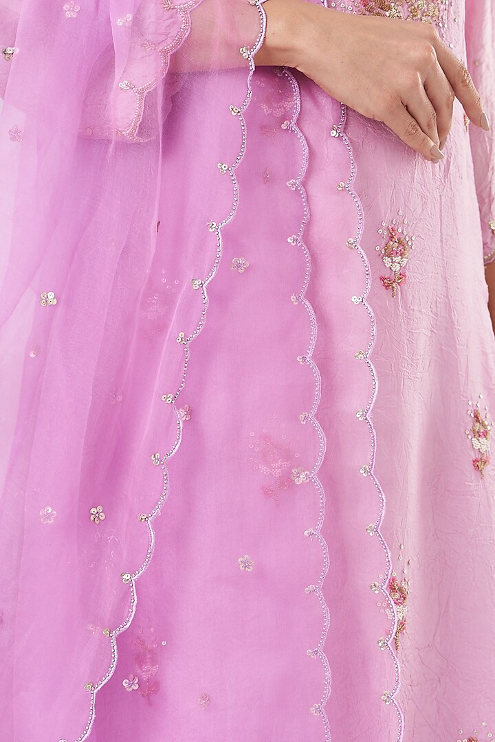 Lilac Embroidered Dupatta by One not two at Pernia's Pop Up Shop