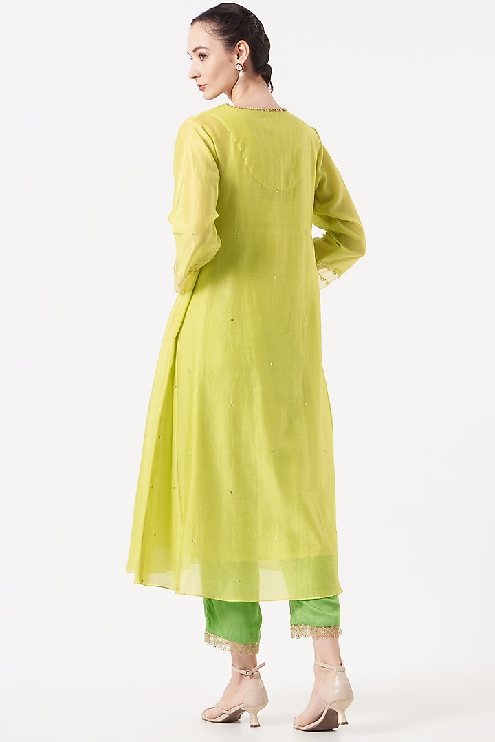 Mustard Viscose Silk Kurta by One not two at Pernia's Pop Up Shop