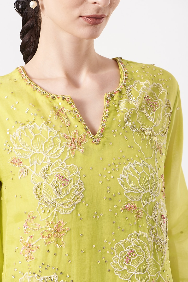 Mustard Viscose Silk Kurta by One not two at Pernia's Pop Up Shop