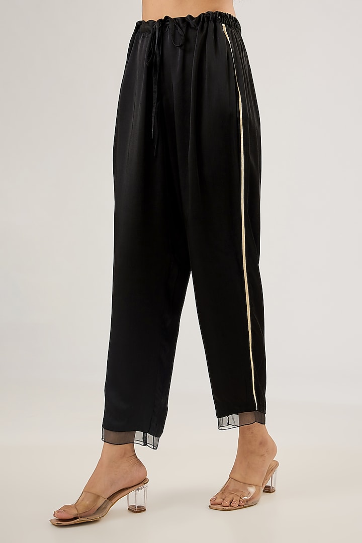 Black Crushed Silk Floral Beads Embroidered Co-Ord Set by One not two at Pernia's Pop Up Shop