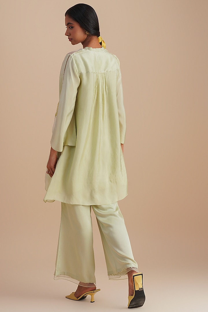 Mist Silk Organza Hand Embroidered Co-Ord Set by One not two at Pernia's Pop Up Shop