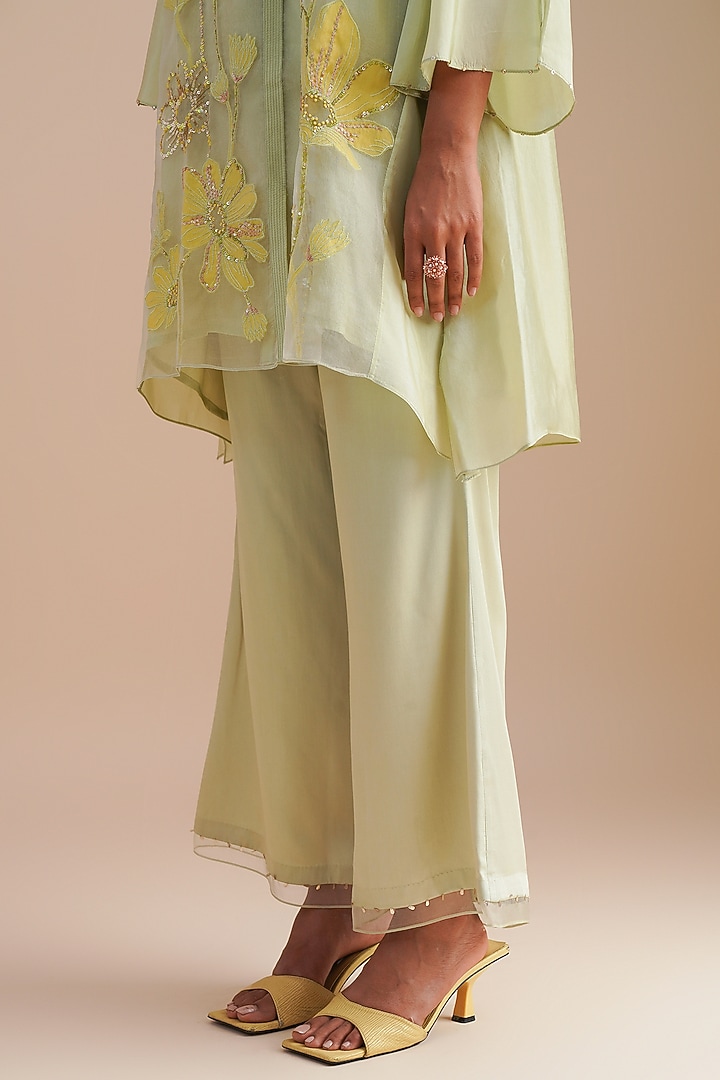 Mist Silk Organza Hand Embroidered Co-Ord Set by One not two at Pernia's Pop Up Shop