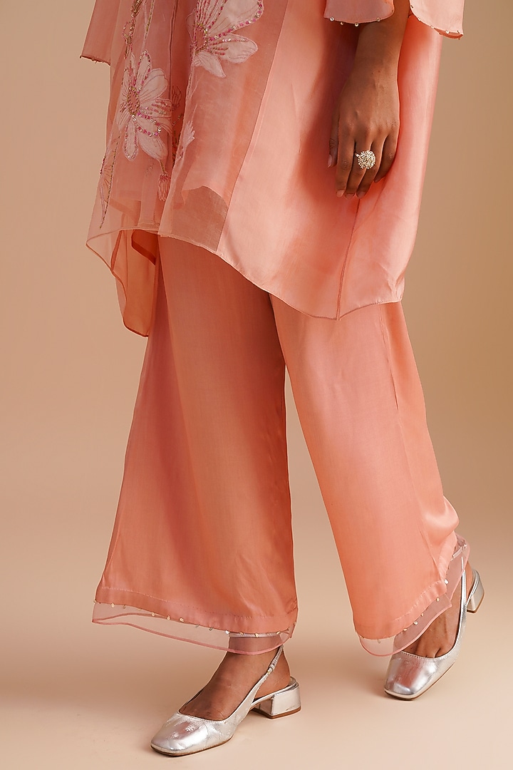Blush Silk Organza Hand Embroidered Co-Ord Set by One not two at Pernia's Pop Up Shop