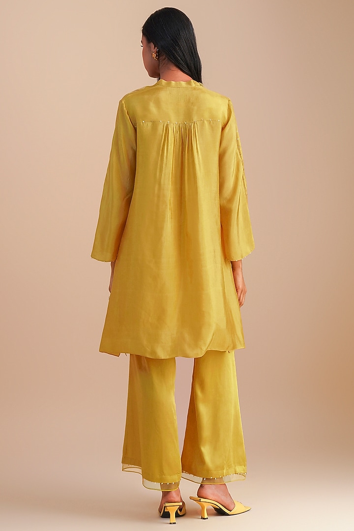 Daffodil Silk Organza Hand Embroidered Co-Ord Set by One not two at Pernia's Pop Up Shop