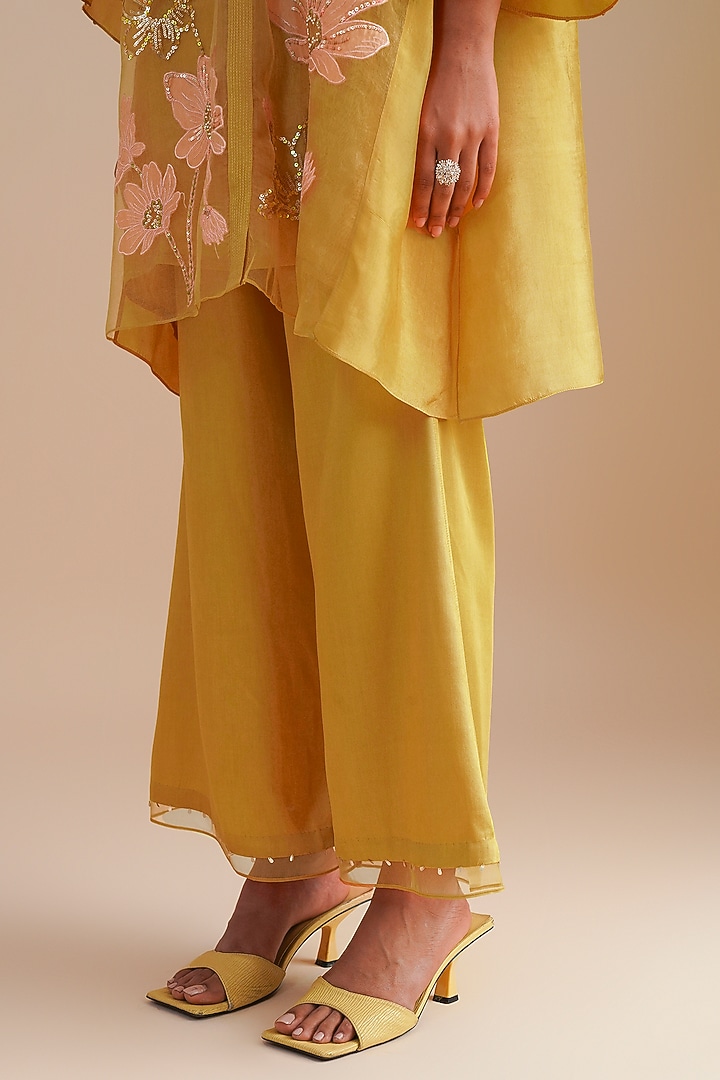 Daffodil Silk Organza Hand Embroidered Co-Ord Set by One not two at Pernia's Pop Up Shop