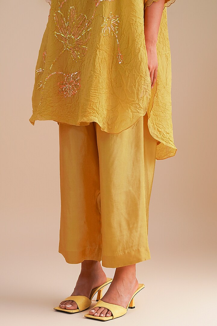 Daffodil Viscose Organza Floral Hand Embroidered Co-Ord Set by One not two at Pernia's Pop Up Shop