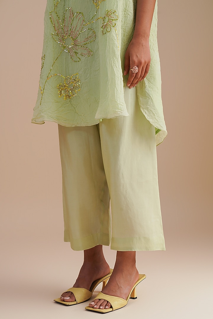 Mist Viscose Organza Floral Hand Embroidered Co-Ord Set by One not two at Pernia's Pop Up Shop