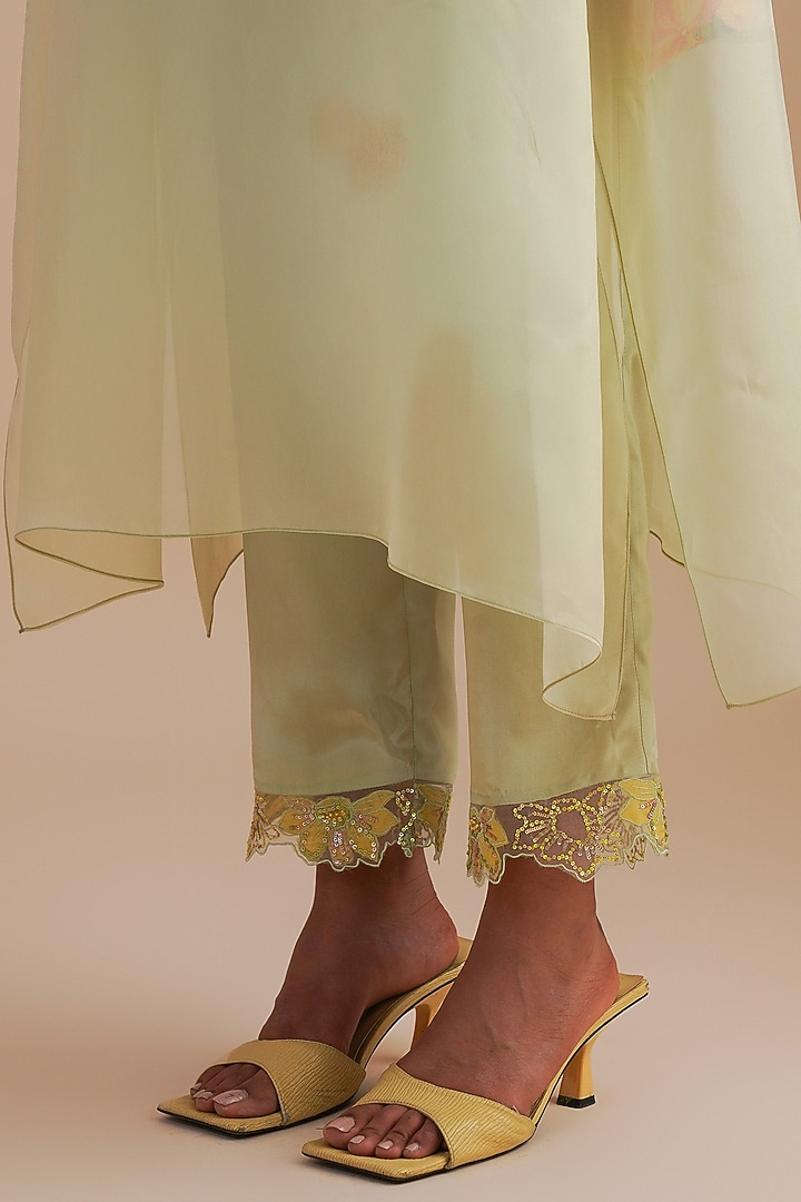Mist Viscose Organza & Pure Organza Hand Embroidered Kurta Set by One not two at Pernia's Pop Up Shop