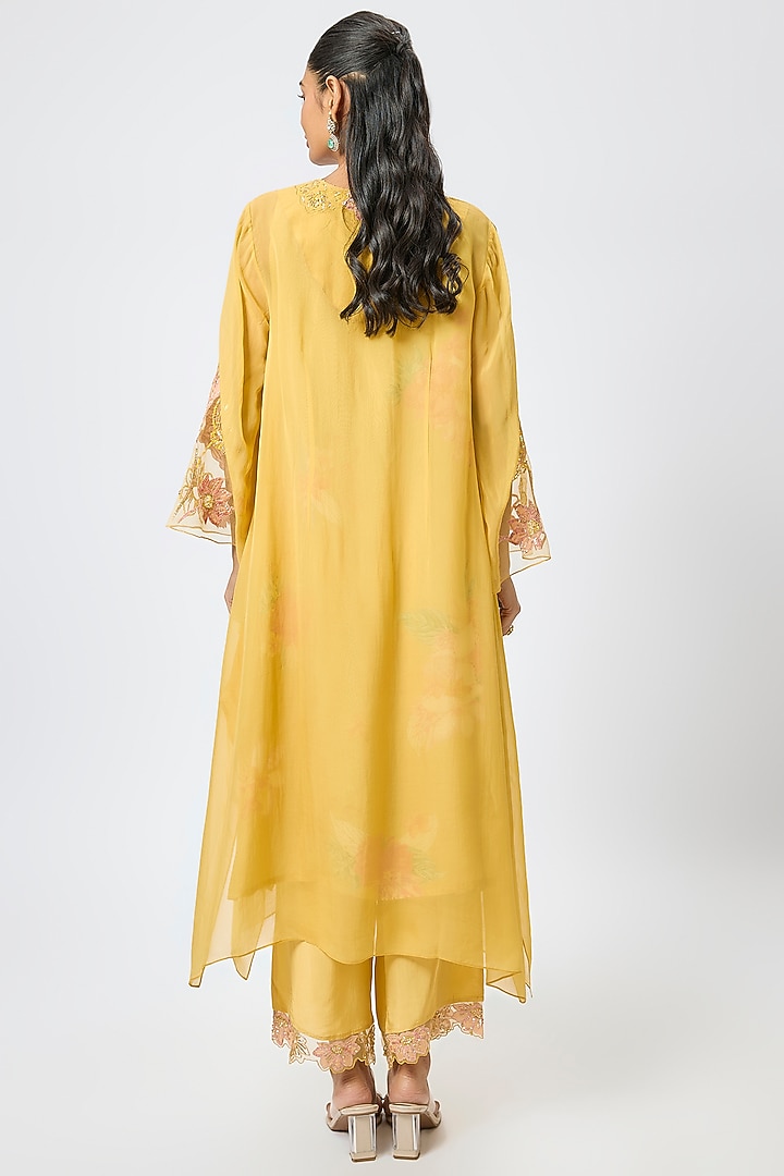 Daffodil Viscose Organza Hand Embroidered Kurta Set by One not two at Pernia's Pop Up Shop