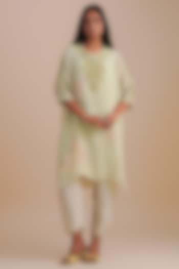 Mist Viscose Organza Floral Hand Embroidered Kurta Set by One not two at Pernia's Pop Up Shop