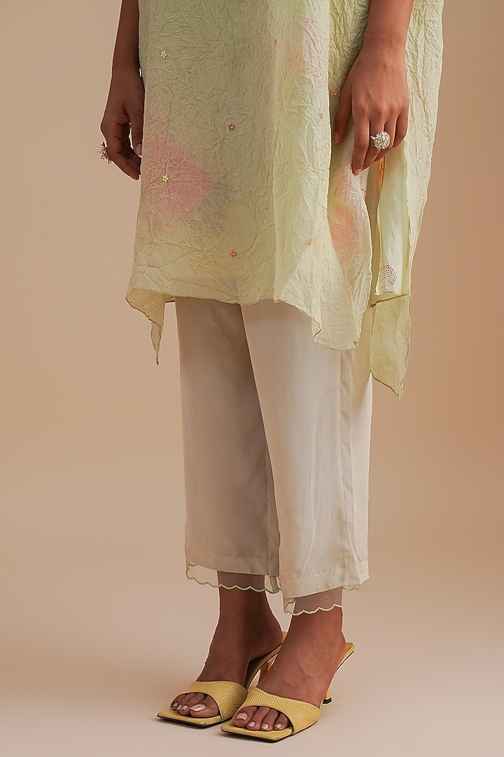 Mist Viscose Organza Floral Hand Embroidered Kurta Set by One not two at Pernia's Pop Up Shop