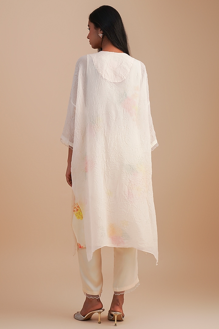 Ecru Viscose Organza Floral Hand Embroidered Kurta Set by One not two at Pernia's Pop Up Shop