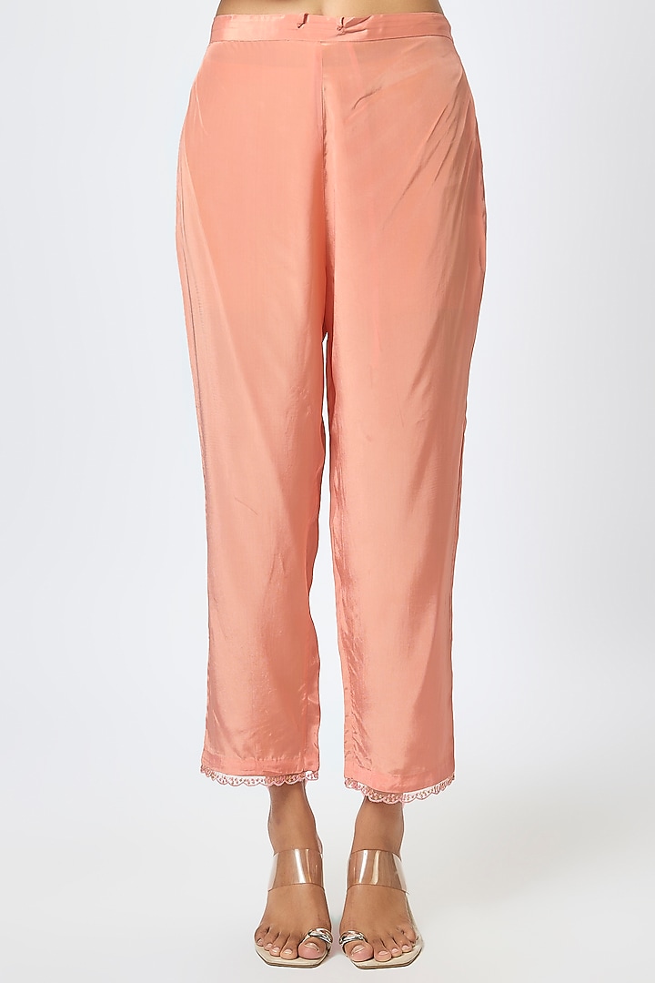 Blush Silk Organza Hand Embroidered Kurta Set by One not two at Pernia's Pop Up Shop