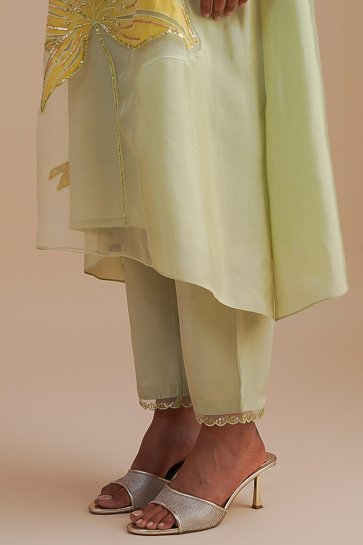 Mist Silk Organza Hand Embroidered Kurta Set by One not two at Pernia's Pop Up Shop