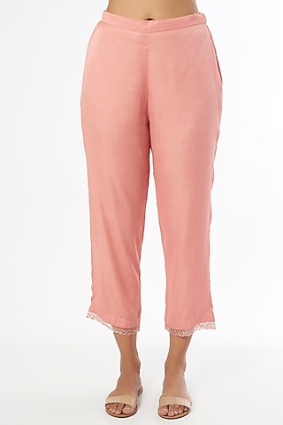 Peach Modal Satin Pants by One not two