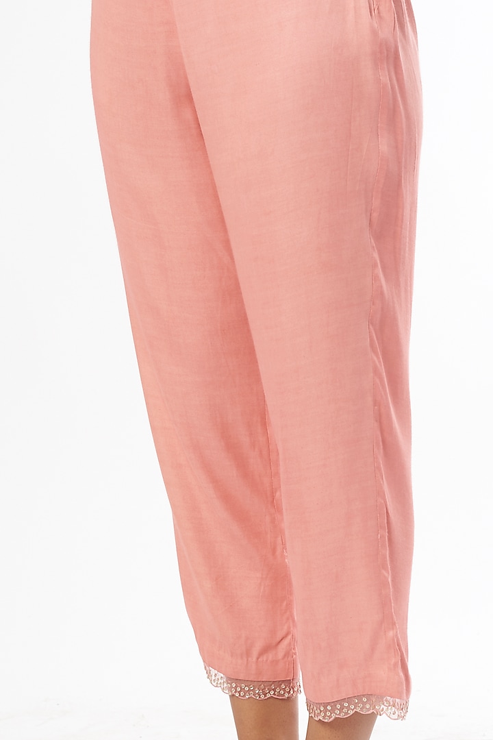Peach Modal Satin Pants by One not two at Pernia's Pop Up Shop