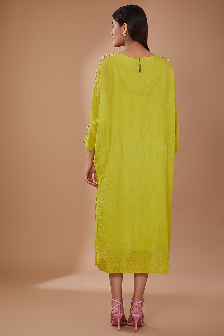 Citrine Green Viscose Silk Sequins Embroidered Kurta by One not two at Pernia's Pop Up Shop