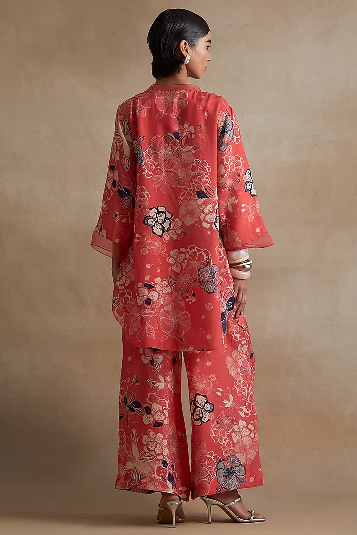 Tomato Colored Silk Co-Ord Set by One not two at Pernia's Pop Up Shop
