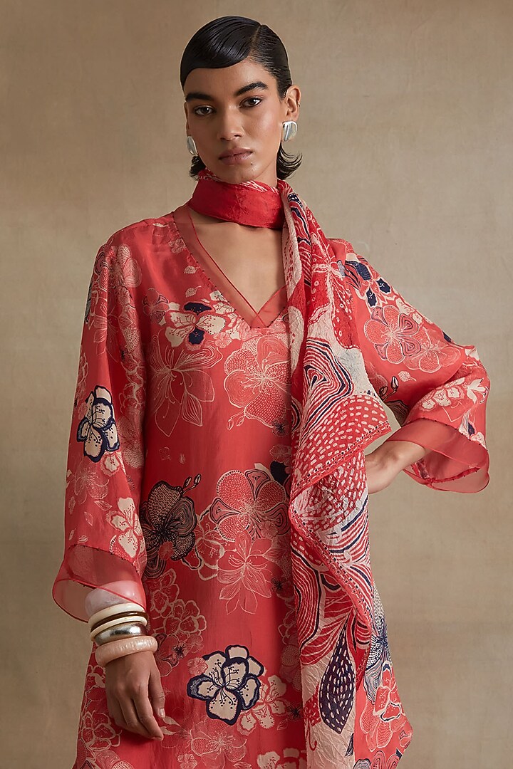 Tomato Colored Silk Co-Ord Set by One not two at Pernia's Pop Up Shop