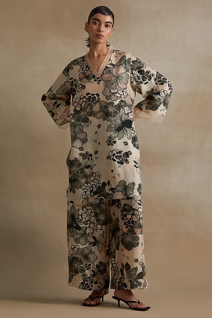 Clay Colored Silk Co-Ord Set by One not two at Pernia's Pop Up Shop