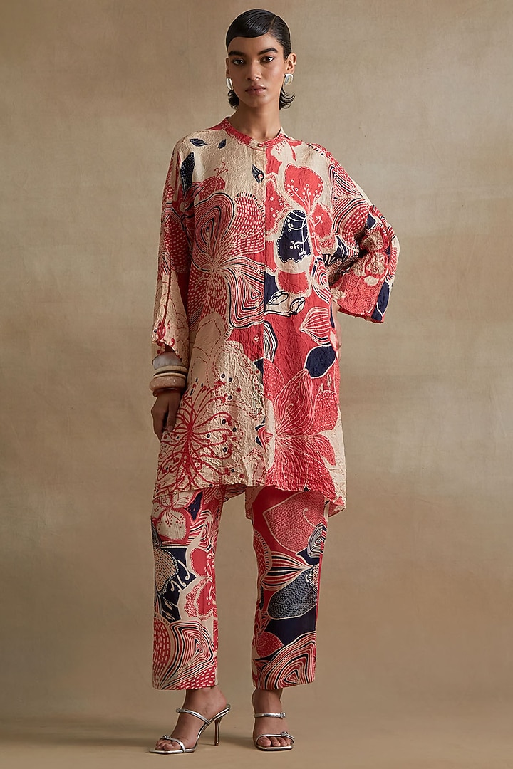 Tomato Colored Silk Co-Ord Set by One not two at Pernia's Pop Up Shop