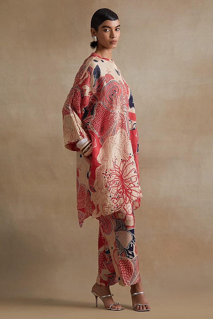 Tomato Colored Silk Co-Ord Set by One not two at Pernia's Pop Up Shop
