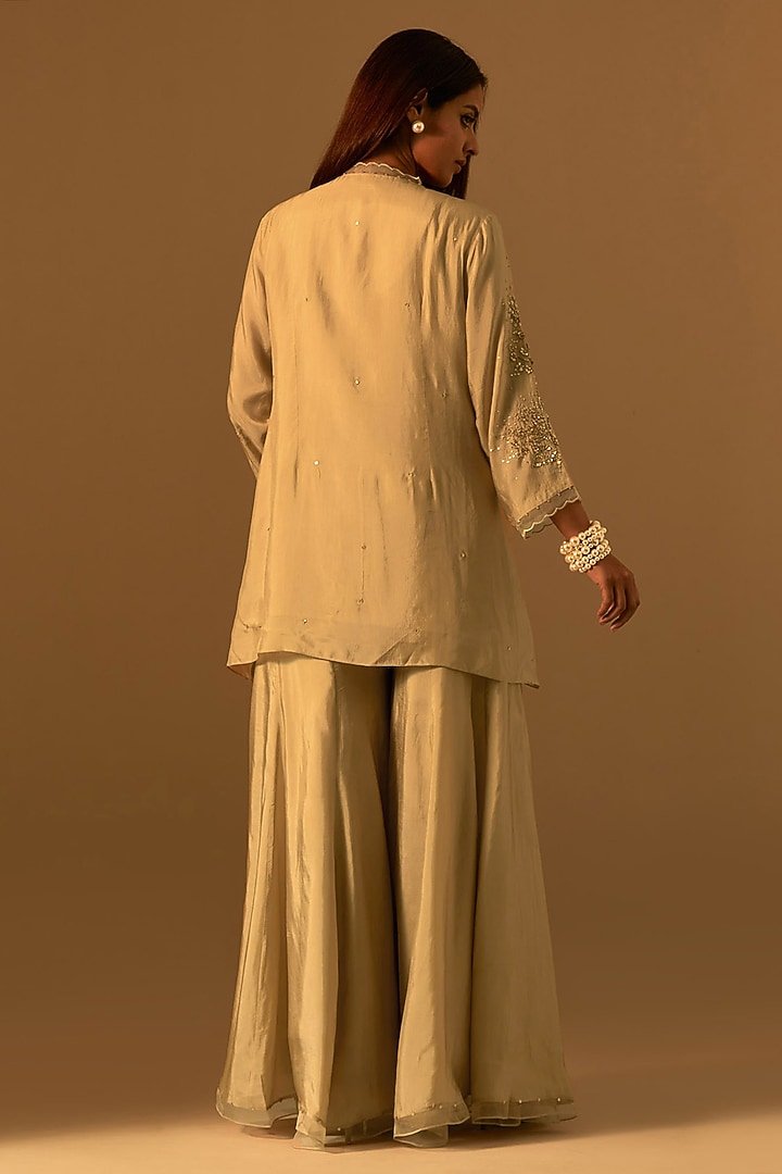Shell-Colored Silk Wedding Sharara Set by One not two at Pernia's Pop Up Shop