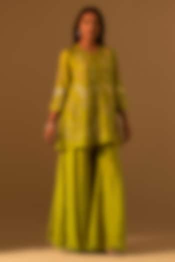 Henna-Colored Silk Wedding Sharara Set by One not two at Pernia's Pop Up Shop