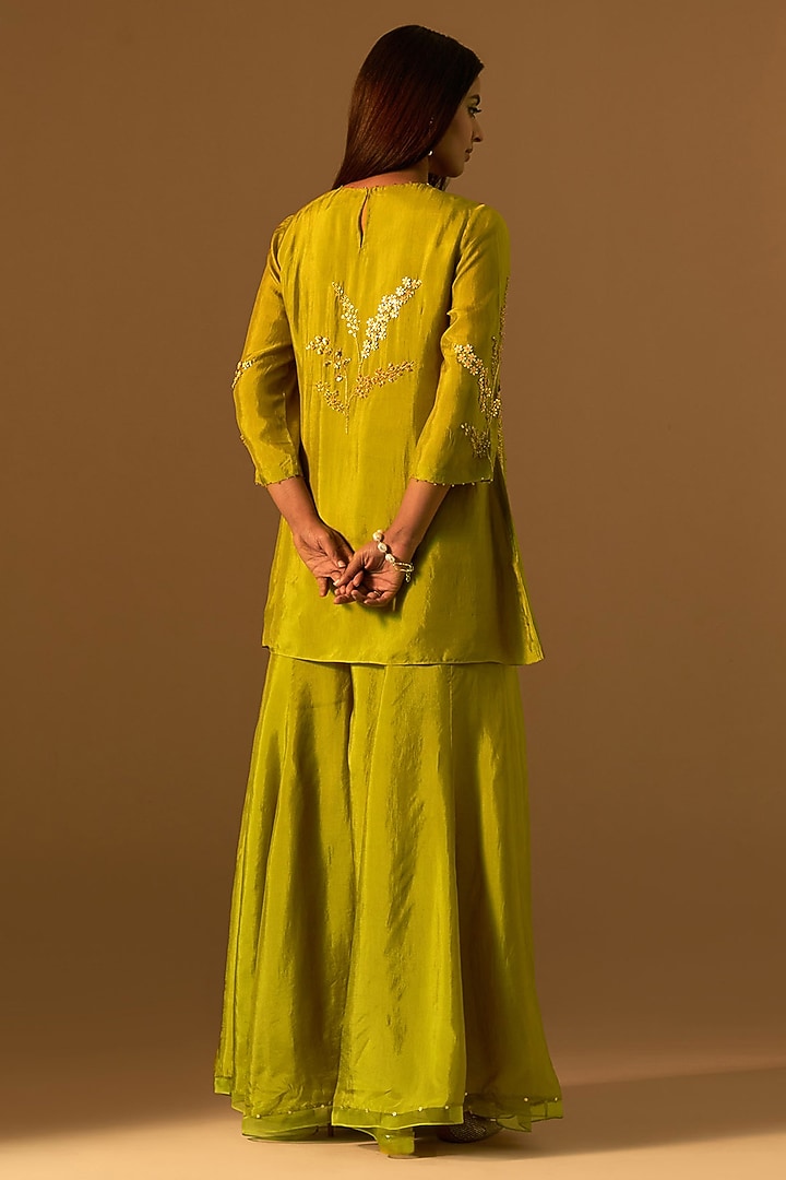 Henna-Colored Silk Wedding Sharara Set by One not two at Pernia's Pop Up Shop