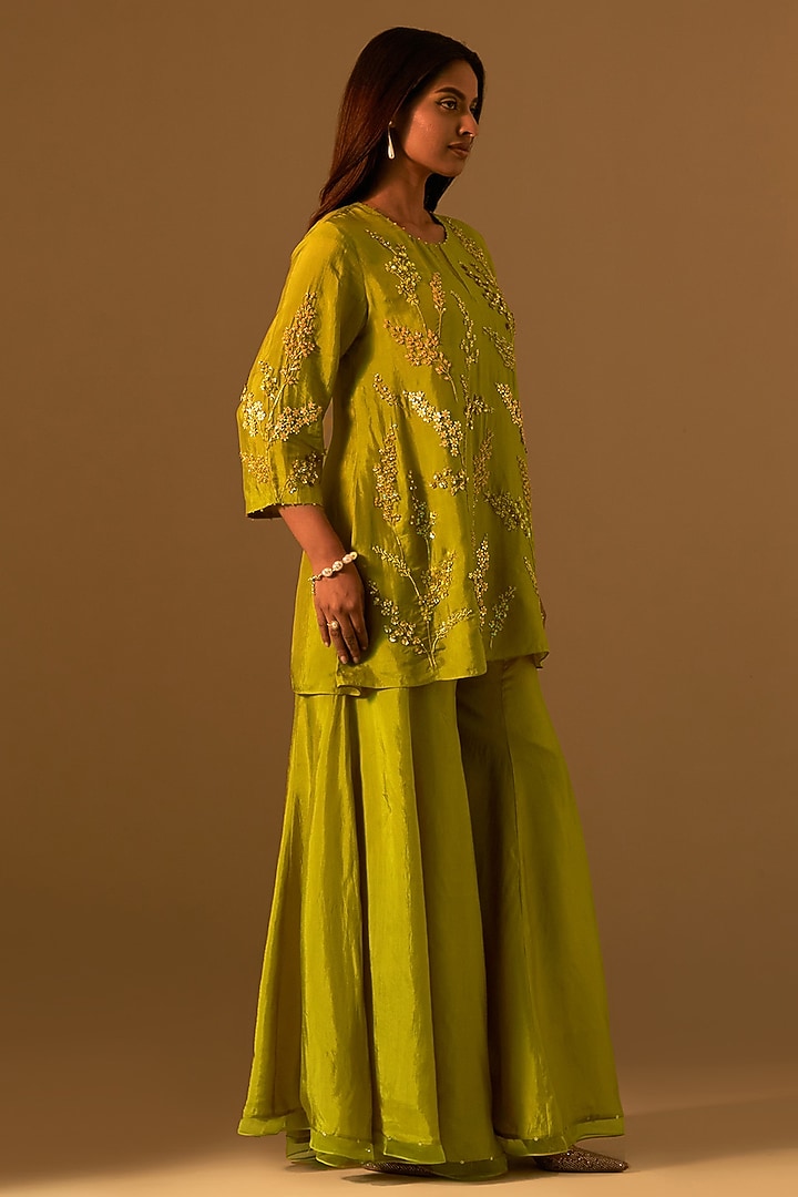 Henna-Colored Silk Wedding Sharara Set by One not two at Pernia's Pop Up Shop