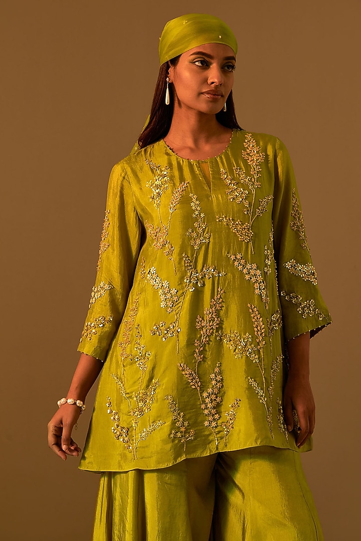 Henna-Colored Silk Wedding Sharara Set by One not two at Pernia's Pop Up Shop