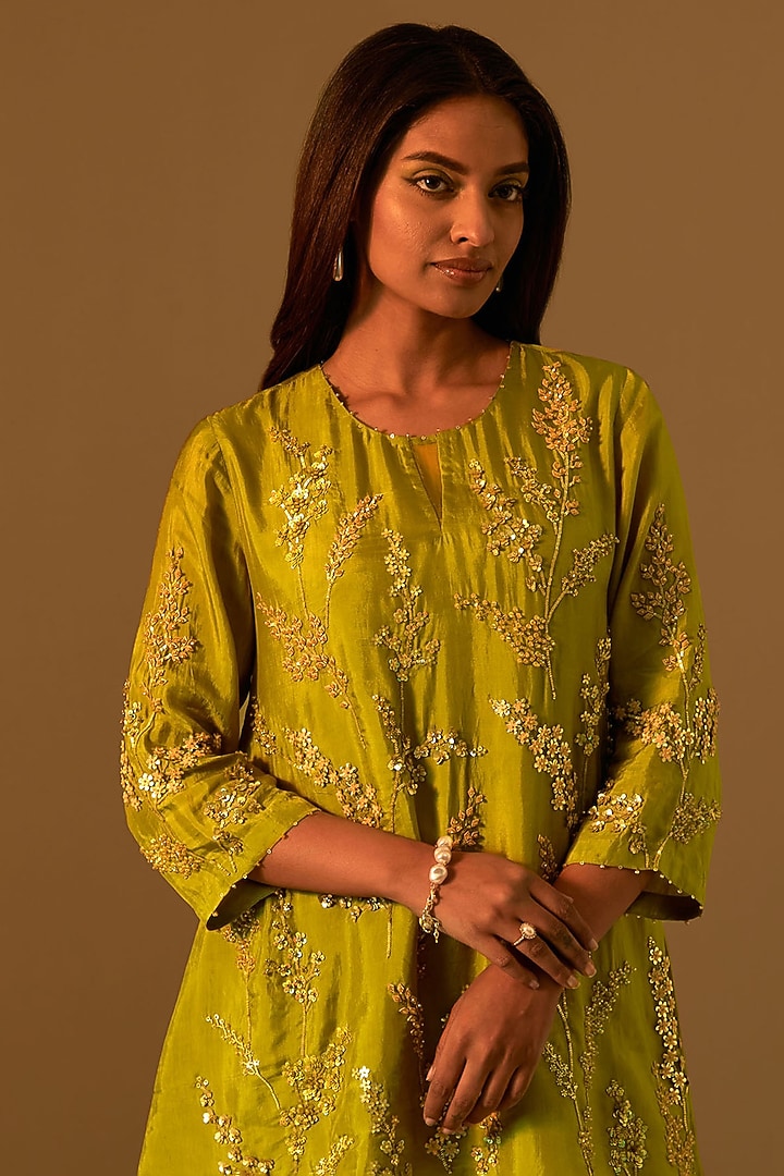 Henna-Colored Silk Wedding Sharara Set by One not two at Pernia's Pop Up Shop