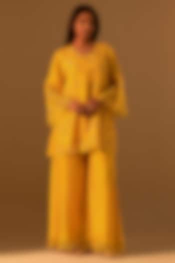 Saffron Silk Wedding Sharara Set by One not two at Pernia's Pop Up Shop