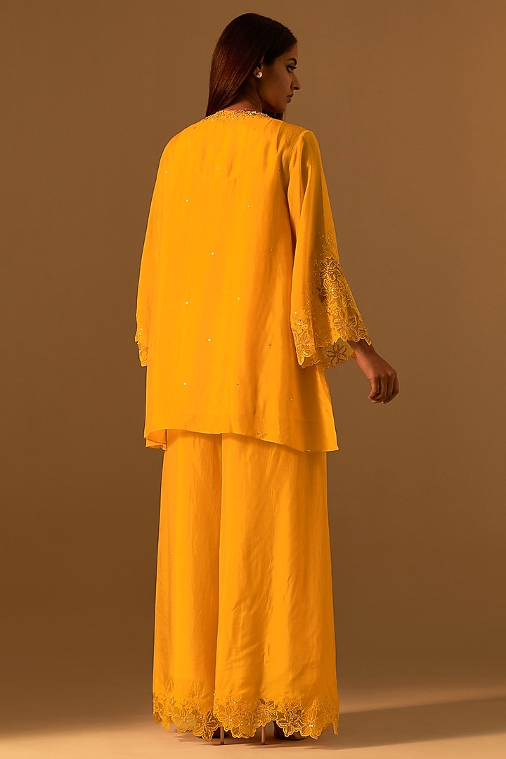 Saffron Silk Wedding Sharara Set by One not two at Pernia's Pop Up Shop