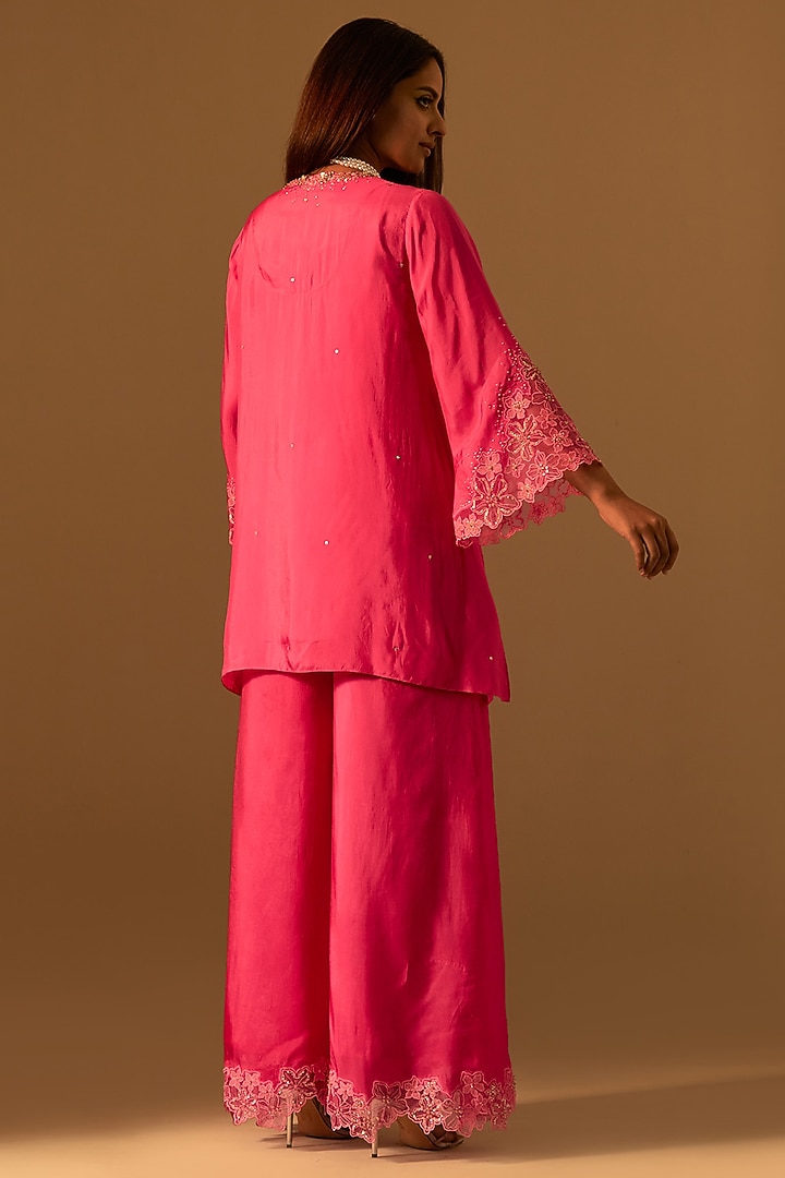 Hot Pink Silk Wedding Sharara Set by One not two at Pernia's Pop Up Shop
