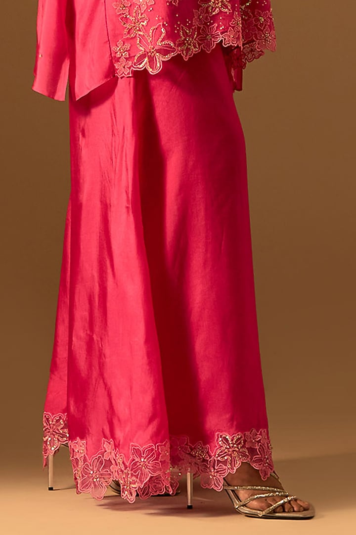 Hot Pink Silk Wedding Sharara Set by One not two at Pernia's Pop Up Shop